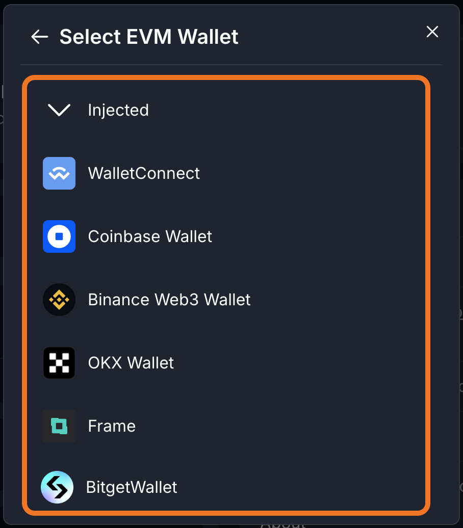 Select EVM Wallet